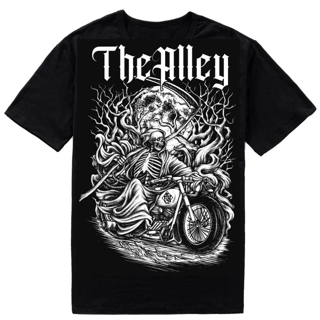 Grim Reaper Riding Motorcycle Tshirt