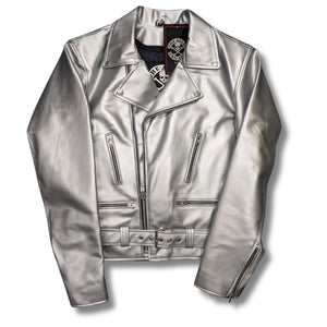 Karn Silver Vegan Mens Classic Motorcycle Jacket - The Alley Chicago