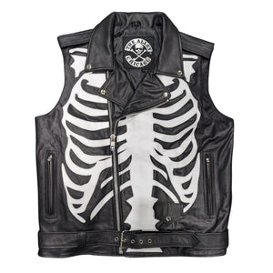 Mens White Skeleton Bones Jacket Style Vest - The Alley Chicago