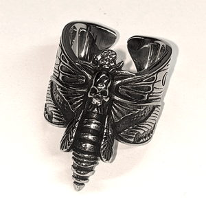 Moth & Skull Stainless Steel Ring