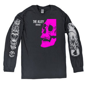 Pink Horror Skull Tshirt with Printed Long Sleeves