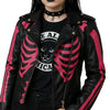 Womens Pink Skeleton Bones Classic Motorcycle Jacket