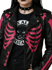 国内で当店のみ PINKSPINK - gothic skull biker jacket Punk Rock Leather Patches Metal Chain Gothic Studded Jacket