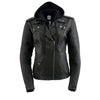 Ryman Womens Classic Leather Jacket with Removable Hoodie