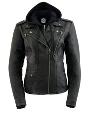Load image into Gallery viewer, Ryman Womens Classic Leather Jacket with Removable Hoodie
