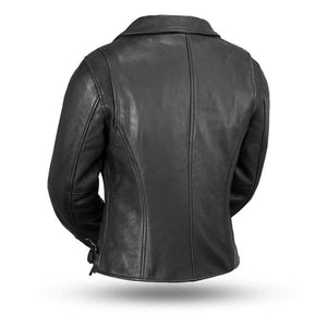 Sexy Classic Womens Leather Motorcycle Jacket rear | The Alley