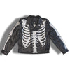 Skeleton Bones Silver on Black Classic Style Leather Jacket