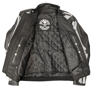 Skeleton Bones Silver on Black Leather Jacket - The Alley Chicago
