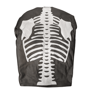 Skeleton Bones Silver on Black Leather Jacket - The Alley Chicago