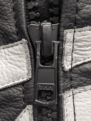 Load image into Gallery viewer, Skeleton Bones White on Black Classic Style Leather Jacket - The Alley Chicago
