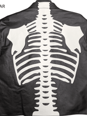 Load image into Gallery viewer, Skeleton Bones White on Black Leather Jacket-rear
