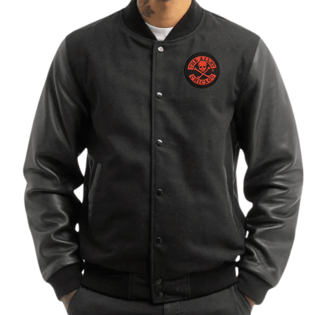 Special Order Alley Patch Black on Black Mens Varsity Jacket - The Alley Chicago