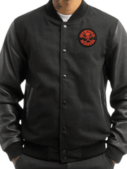 Load image into Gallery viewer, Special Order Alley Patch Black on Black Mens Varsity Jacket - The Alley Chicago
