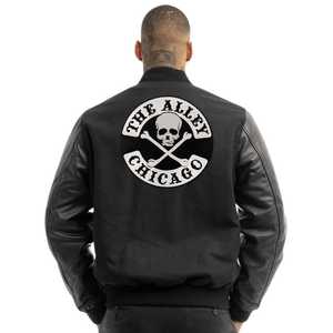Special Order Alley Patch Black on Black Mens Varsity Jacket - The Alley Chicago