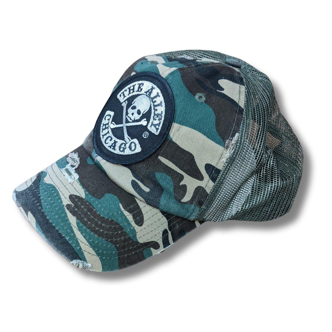 The Alley Silver Logo on Camouflage Snapback Hat
