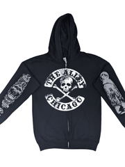 The Alley Vintage Logo Zip Up Hoodie with Printed Sleeves