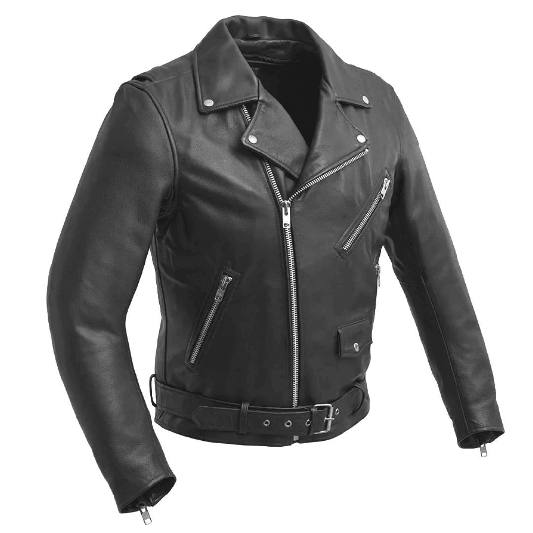 The Fillmore Mens Leather Motorcycle Jacket main front