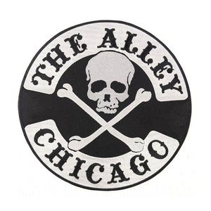 The Alley Skull and Bones Logo 12 Inch Biker Patch