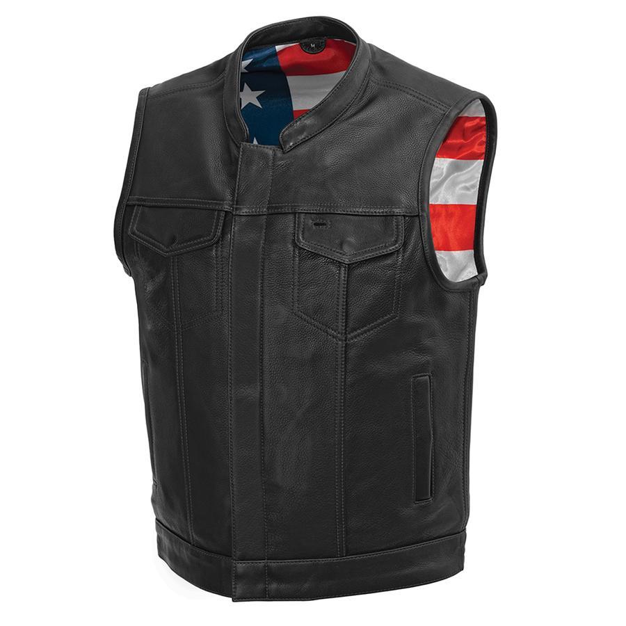 Born Free Club Style Leather Vest with Black Stitching