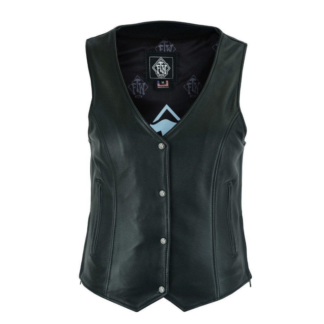 ROAD HOUSE BUTTON FRONT WOMENS LEATHER VEST