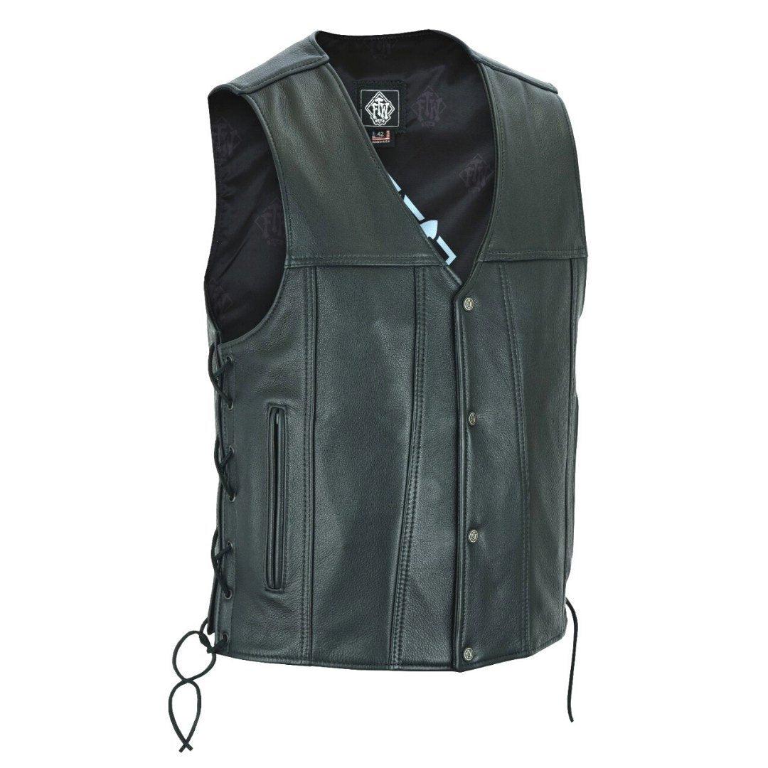 FTW WOLFPACK MENS LEATHER VEST WITH SIDE LACE
