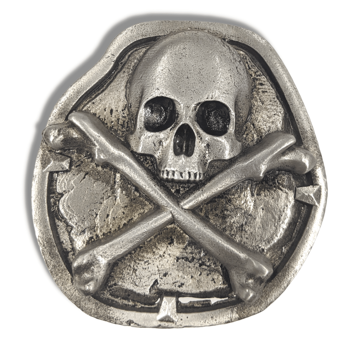 Skull and Bones Piece of 8 Belt Buckle