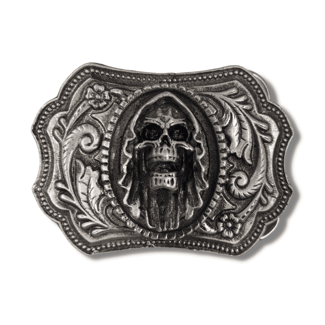 Laughing Grim Reaper Oval Belt Buckle