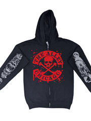 BADBLOOD ♥ Classic Check Hooded Zip-Up /追跡付 Blood Splatter Zip Up Hoodie with Printed Sleeves
