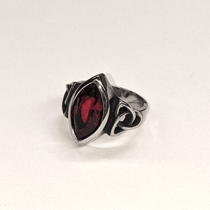 Blood Red Oval Stone Stainless Steel Ring