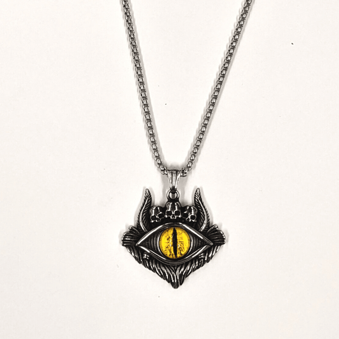 Yellow Illuminati Eye Stainless Steel Chain Necklace