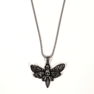Moth with Skull Stainless Steel Chain Necklace