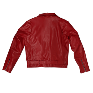 Vegan Mens Classic Red Motorcycle Jacket