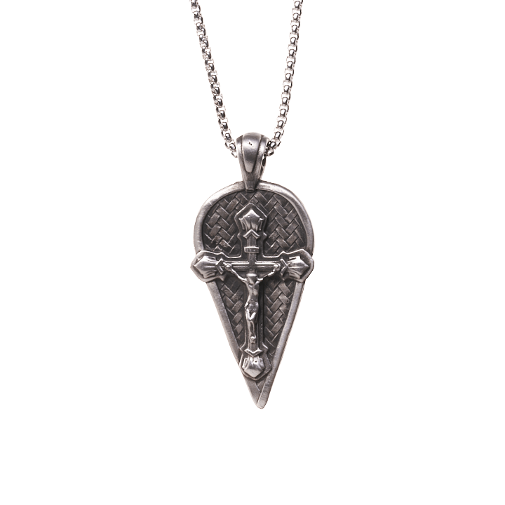 Tear Drop Gothic Crucifix Steel Chain Necklace