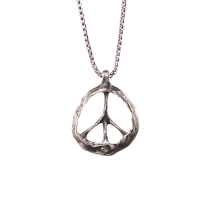 Hand Molded Peace Sign Steel Chain Necklace