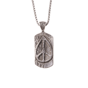 Abstract Peace Sign Dog Tag Necklace