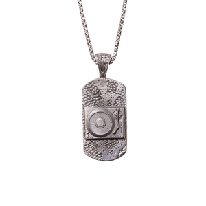 Record Turntable Dog Tag Necklace