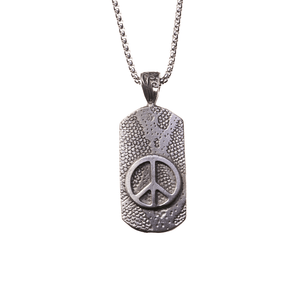 Peace Sign Dog Tag Necklace