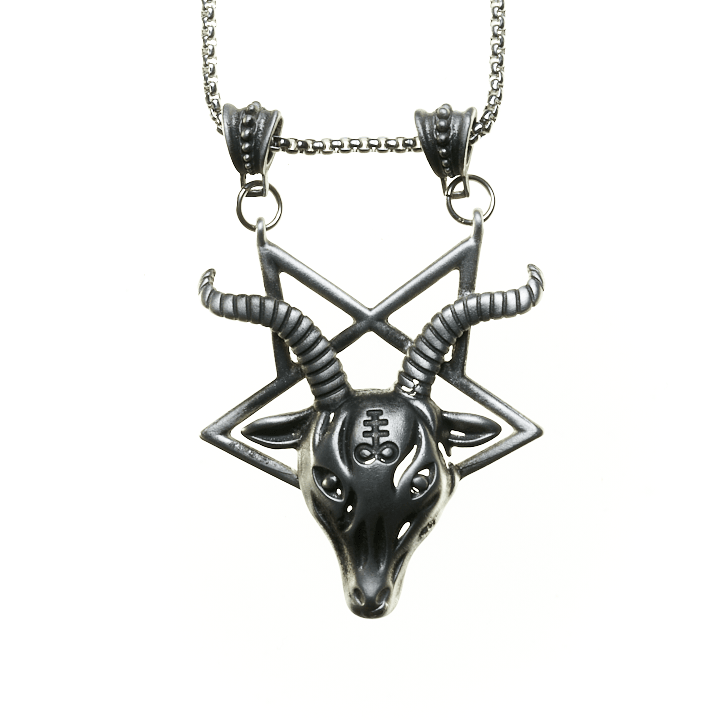 Big Baphomet Head & Pentagram Necklace
