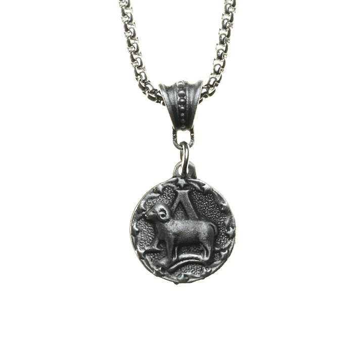 Aries Zodiac Roman Coin Style Necklace