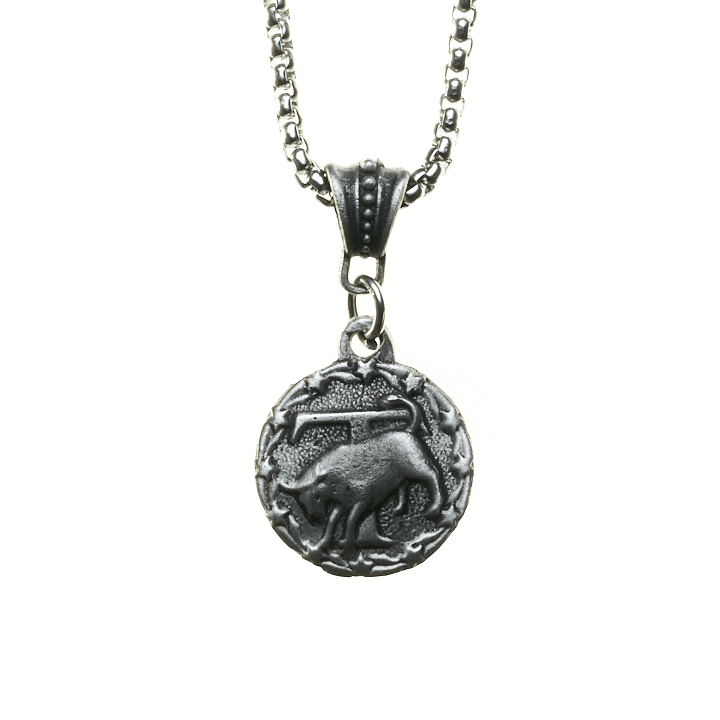 Taurus Zodiac Roman Coin Style Necklace