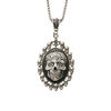 Antiqued White Sugar Skull Cameo in Skull Frame Pendant