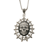 Antiqued White Sugar Skull Cameo in Fleur De Lis Pendant