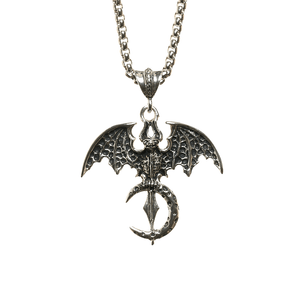 Bat with Crescent Moon Necklace