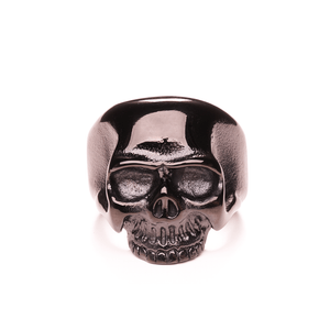 Tumbled Black Skull Stainless Steel Ring