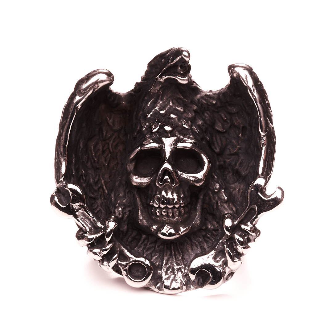 Skull with Eagle Stainless Steel Ring