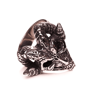 Angry Baphomet Skull Stainless Steel Ring