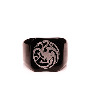 3 Headed Dragon Black Stainless Steel Ring