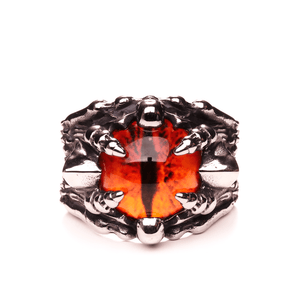 Blood Orange Eye in Claw Stainless Steel Ring