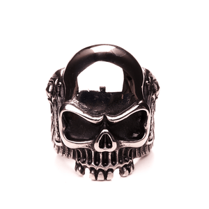 Ornate Skull with Jaw Detail Stainless Steel Ring