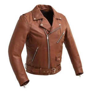 The Fillmore Mens Whiskey Leather Motorcycle Jacket